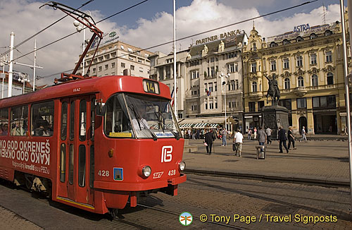 Trams in Jelacic Square, Zagreb