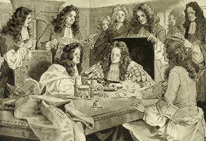 Bank-of-England-Charter-sealing-1694 Sealing the Bank of England Charter 1694