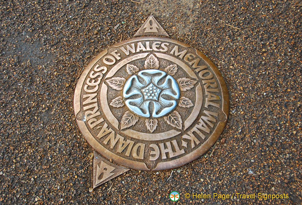 The Diana Princess of Wales Memorial Walk marker