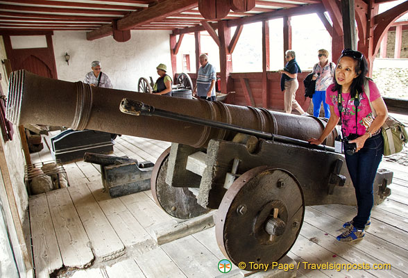 Marksburg Great Battery - Taking a fun shot at the cannon
