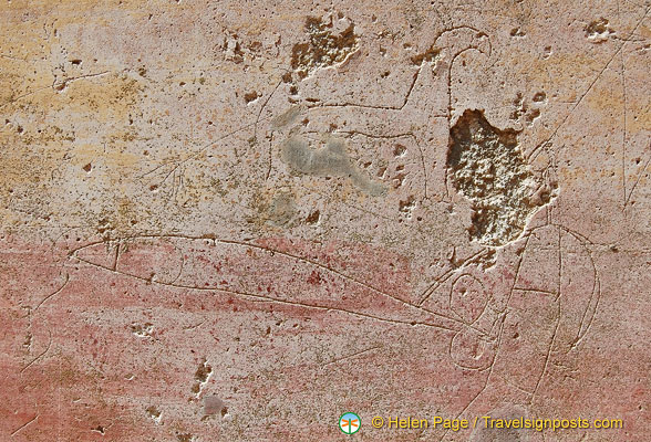 Pompeii graffiti of fish and other animals