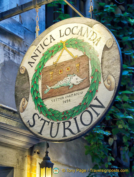 Sign for the Antica Locanda Sturion