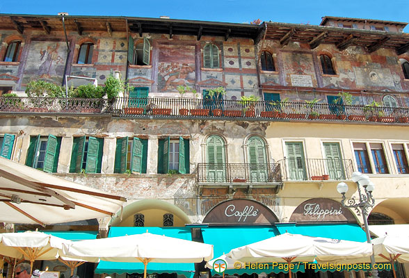 Frescoed walls of Mazzanti houses on Piazza Erbe