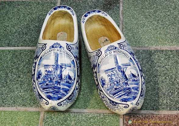 Delft clogs with windmill patterns