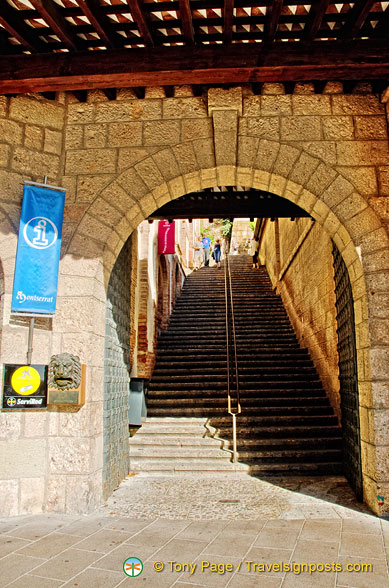 Steps up to Montserrat Monastery