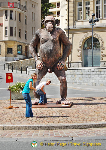 This gorilla in front of the Town Hall is the source of much amusement 