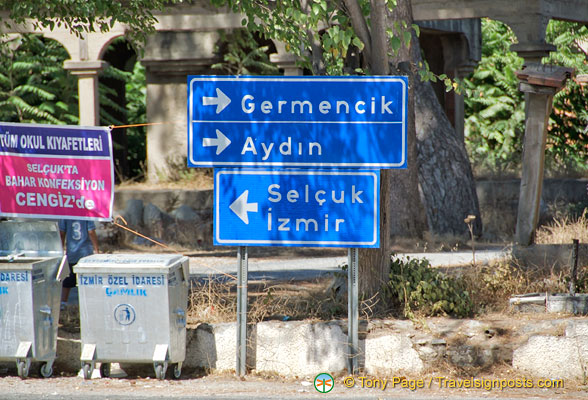 Road sign opposite the Camlik Train Museum