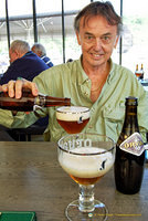 A happy Tony pouring his Orval beer
