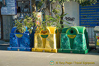 Colour-coded rubbish bins