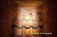 On two days of the year the sun's rays reach these once gold-covered statues.
[Great Temple of Abu Simbel - Egypt]