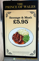 GBP5.95 for sausage & mash at The Prince of Wales