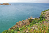 Looking down to the Minack Theatre