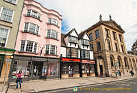 Some shops and buildings along High Street, Oxford