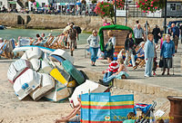 A busy St Ives harbourfront