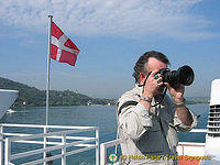 Taking snaps on the Lake Annecy boat cruise