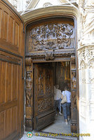Famous walnut door of St Pierre