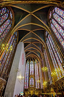 Upper chapel with 15 stained glass windows