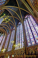 The 15 stained glass windows tell the story of mankind from Genesis to the resurrection of Christ