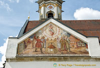 Religious artwork on gable of Grabkirche