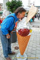 Tony's at it again - eating ice-cream in Deggendorf