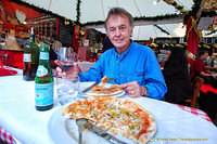 Tony enjoying his pizza at Enoiteca Il Calice