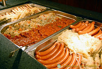 Trays of food from the buffet