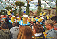 Stein hats at the Hofbrau beer tent