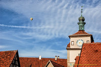 A hot air balloon over Rothenburg