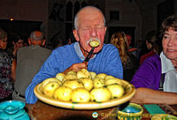 Bob eating his herb potato medieval style