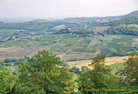 View of hills and valleys around Montepulciano