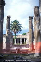 Buildings and columns that survived the eruption