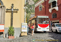 The Positano local bus stops just next to the Santa Maria Assunta parish church