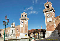 Towers guarding the entrance to the Arsenale