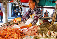 Fish seller in action
