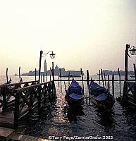 The famous gondolas of Venice