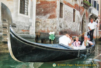A gondola with flowers
