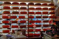 Shelves of cheese at Cheese & More