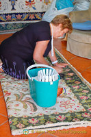 This lady was treating a newly made Arraiolos carpet