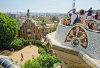 The plaza offers a full view of Barcelona city and the bay.