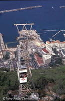 The cable car to the Top Station complex which has a Self Service Restaurant, English Pub and Souvenir Shop [Gibralt
