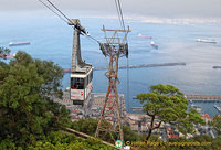 A cable car riding down to the port