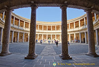 Palace of Charles V:  This is lower level circular courtyard is intended to reflect a Roman-like architecture