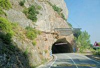 Travelling through a tunnel in the mountain