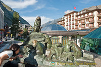 Zermatt's famous Marmot fountain