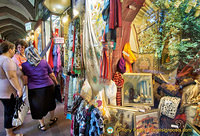 Shopping for Bursa silk at Koza Han