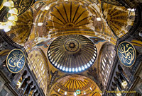 The great dome of Hagia Sophia is decorated with inscriptions from the Koran