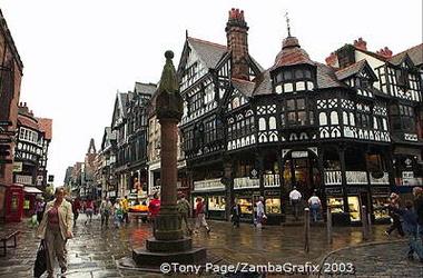 Chester Rows with shops lining the first floor galleries