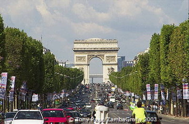Arc de Triomphe - Built by Napoleon to commemorate his various military victories - dominates the Champs-Elysees