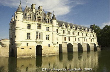 Chateau Chenonceau stretches across the river Cher