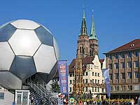 Nuremberg main square with the giant football